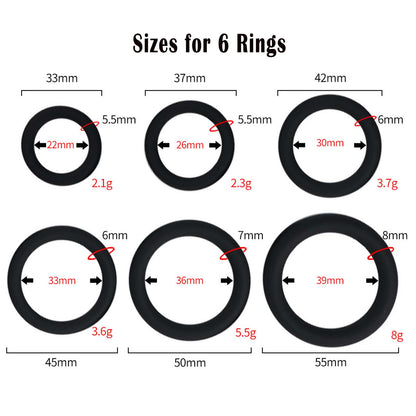 7pcs Pack Elastic Cock Ring Testicle Restraint Sexual Pleasure Erection Enhanced Silicone Penis Rings Prolonged Intercourse Long Lasting Stronger Ultra Soft Stretch Adult Sex Toy for Men Couples