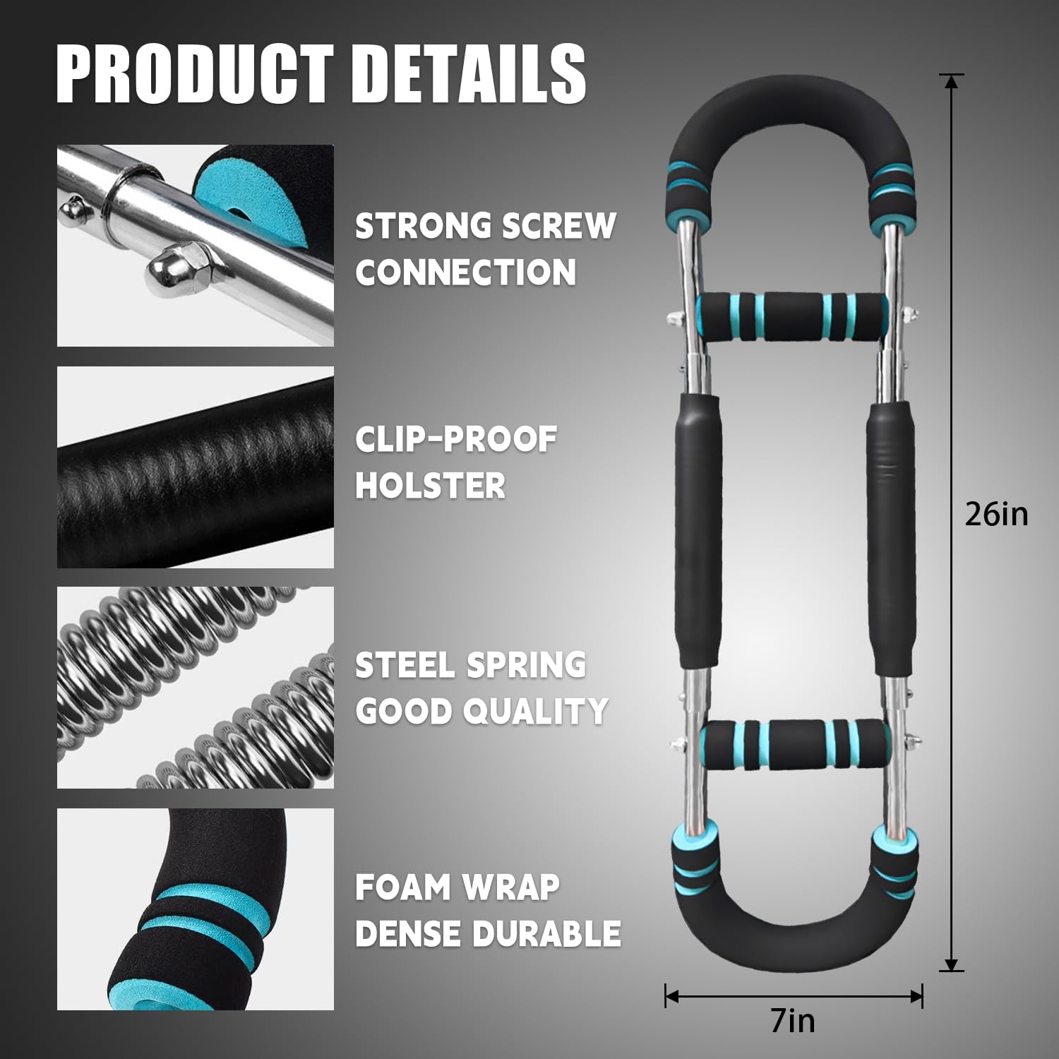 Twister Arm Trainer, Adjustable Twister Arm Chest Exerciser for Men & Women,Adjustable Spring Workout Bar Detachable Power Twister Home Fitness Equipment for Enhancing Upper Body Muscle