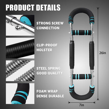 Twister Arm Trainer, Adjustable Twister Arm Chest Exerciser for Men & Women,Adjustable Spring Workout Bar Detachable Power Twister Home Fitness Equipment for Enhancing Upper Body Muscle