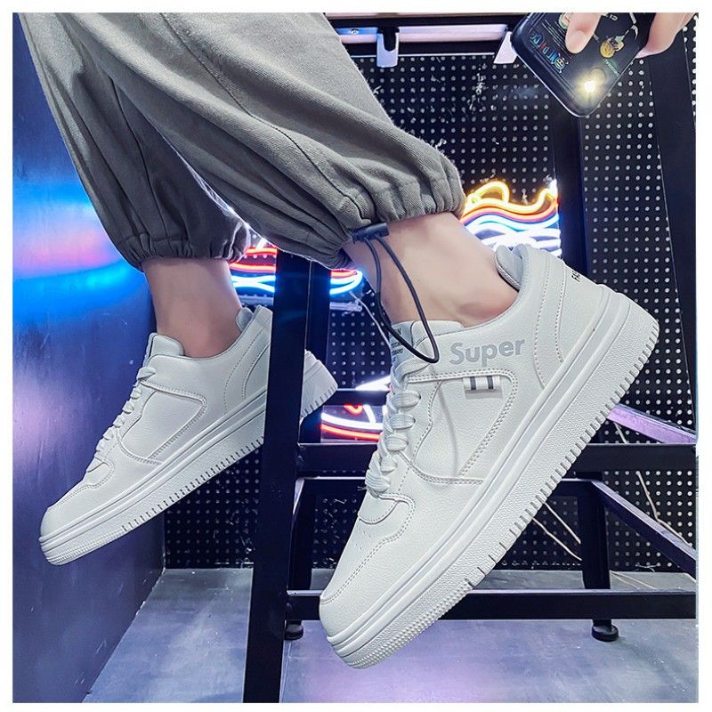 Men's White Shoes Summer Versatile Breathable Low Upper Sports Trendy Board Shoes Casual Sneaker Shoes Men's Lace-up Shoes