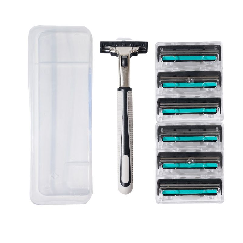 UPHUI 7-Pack Razor Blades Men's Shaver Men's Facial Hair Removal Sharp 2-Ply Razor Blade Tools Razor Holder Universal Hand Shaver Replacement Set
