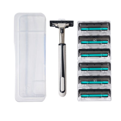 UPHUI 7-Pack Razor Blades Men's Shaver Men's Facial Hair Removal Sharp 2-Ply Razor Blade Tools Razor Holder Universal Hand Shaver Replacement Set