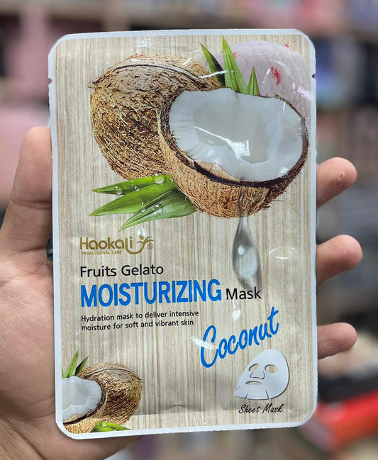 10Pcs Haokali Coconut Facial Sheet Masks Fruit Gelato Moisturizing Face Mask