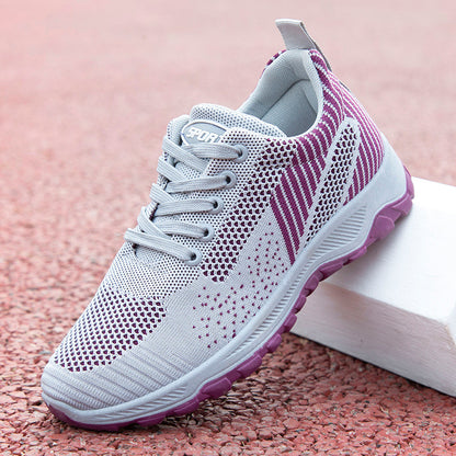 Women's lace-up sports sneakers ladies comfortable athletic casual running shoes girls soft soled cloth shoes students flats shoes sports shoes Ladies' breathable casual grey shoes