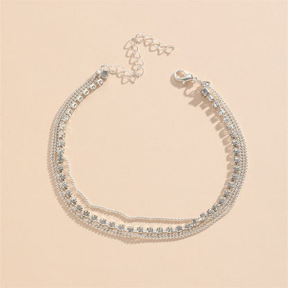 4-Layers Anklets Rhinestone Beach Foot Chain