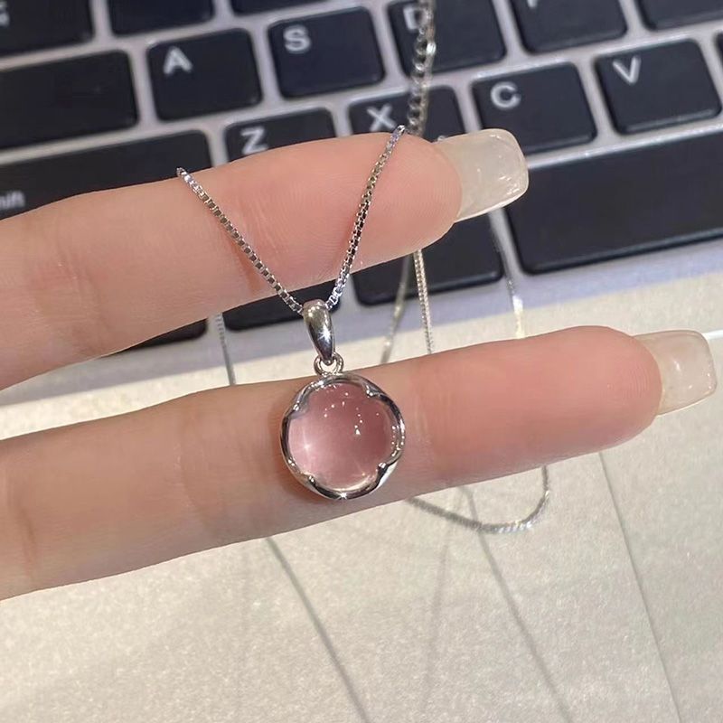 New Fashion Female Small Pendant Double-sided Round Jade Pendant Necklace Hot Selling Personality Temperament Jewellery Beautiful Simple Collarbone Chain
