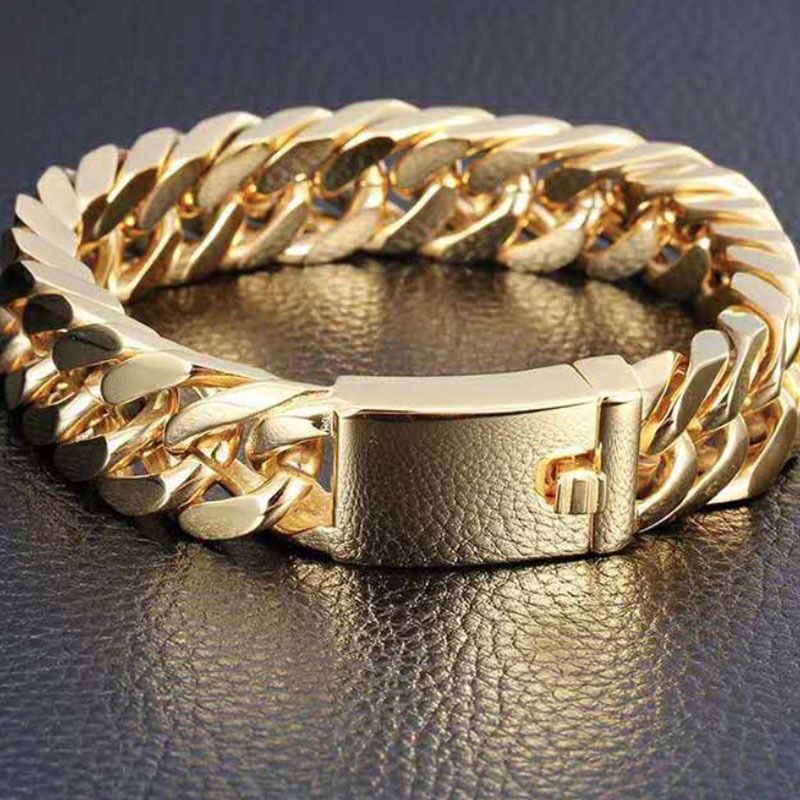 Hot selling bracelets in European and American foreign trade, men's domineering fashion bracelets, Cuban chain bracelets, jewelry