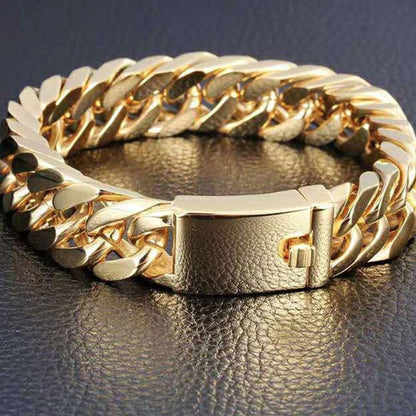 Hot selling bracelets in European and American foreign trade, men's domineering fashion bracelets, Cuban chain bracelets, jewelry