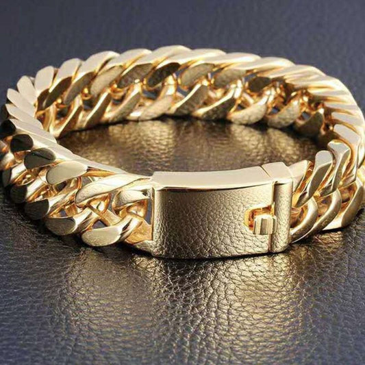 Hot selling bracelets in European and American foreign trade, men's domineering fashion bracelets, Cuban chain bracelets, jewelry