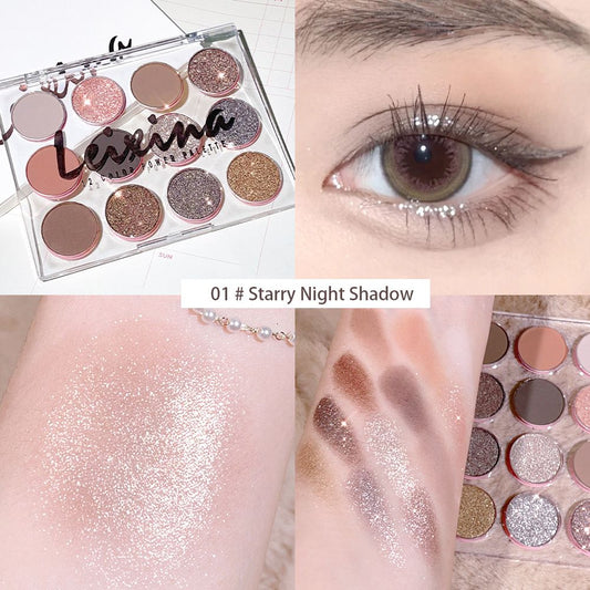 Transparent 12 color magic eye shadow plate pearly matte milk tea earth color high beauty fine flash student parity niche