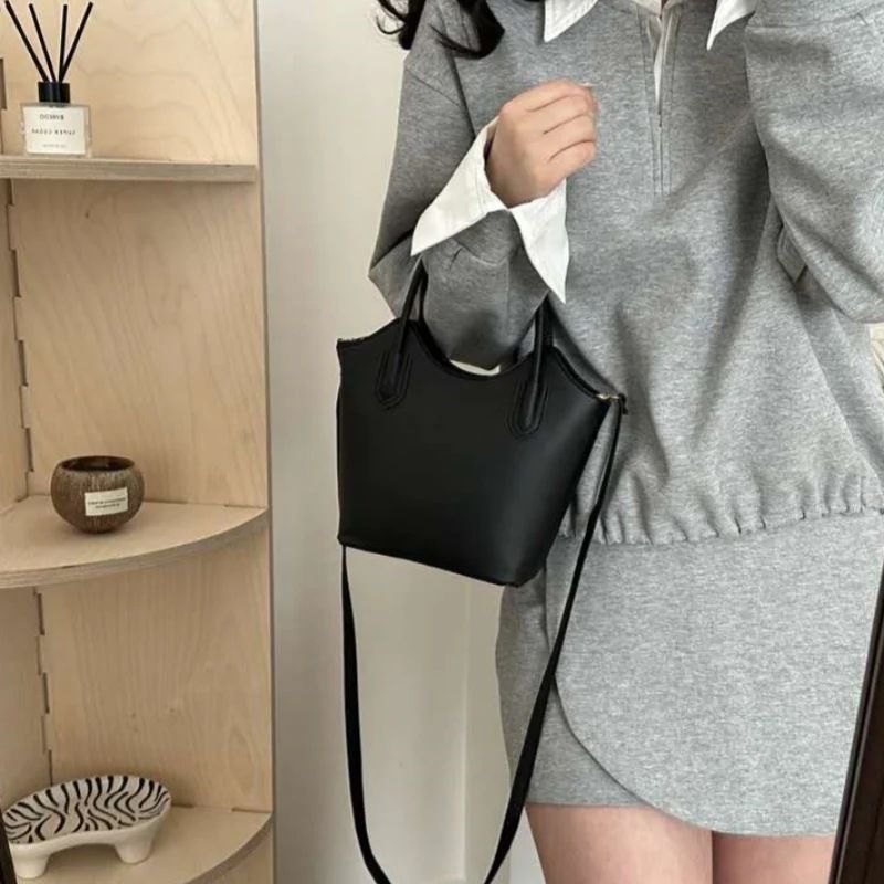 Mateamoda Minimalist Faux Leather Tote Bag Crossbody Bag Underarm Handbag