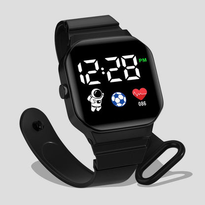 Digital Watches Men and Women Sports Watches LED Digital Clock Astronaut Silicone Strap Fashion Square Men and Women Electronic Clock Student Watches Birthday Gift