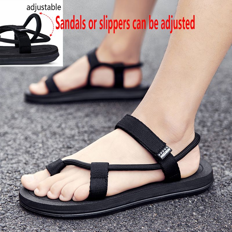 Men's Sandals Slippers Durable Fashion Beach Shoes driving shoes Comfortable sneakers black【kindly buy1size bigger than usual】