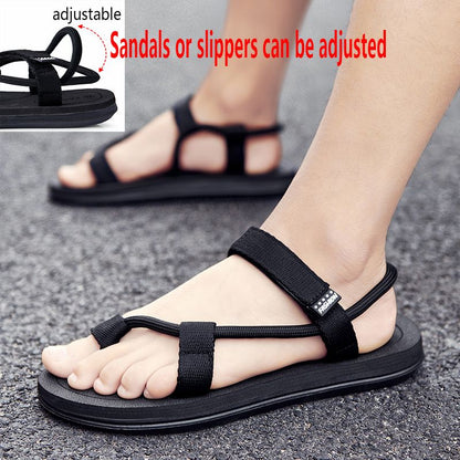 Men's Sandals Slippers Durable Fashion Beach Shoes driving shoes Comfortable sneakers black【kindly buy1size bigger than usual】
