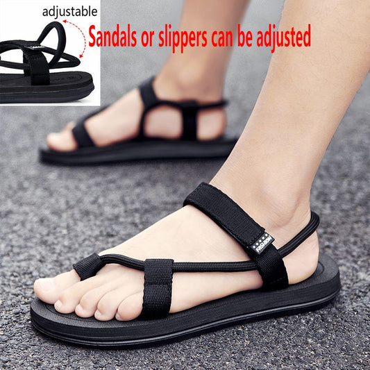 Men's Sandals Slippers Durable Fashion Beach Shoes driving shoes Comfortable sneakers black【kindly buy1size bigger than usual】