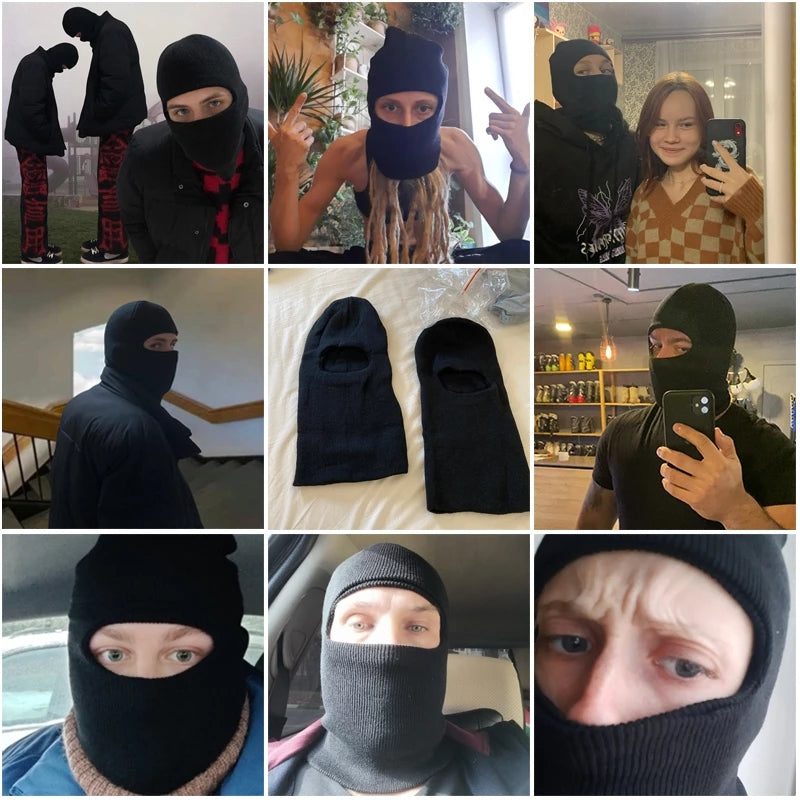 Winter Knitted Balaclava Hat Men Full Face Cover Hat Army Tactical CS Knitting Caps Ski Cycling Hat Warm Unisex Face Masks Hats