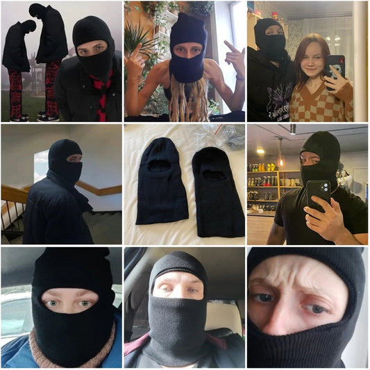 Winter Knitted Balaclava Hat Men Full Face Cover Hat Army Tactical CS Knitting Caps Ski Cycling Hat Warm Unisex Face Masks Hats