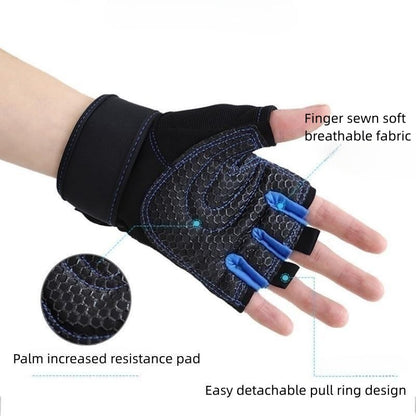 A Pair Long Wrist Half-finger Gloves Men's And Women's Motorcycle Gloves Fitness Barbell Equipment Weightlifting Outdoor Sports Cycling Gloves