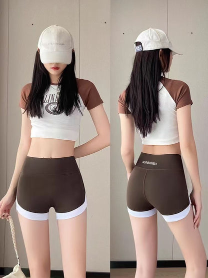 3PCS Women's sports pants Shark pants Safety trousers Leggings Prevent light leakage without curling edges Wearing solid color shark pants outside