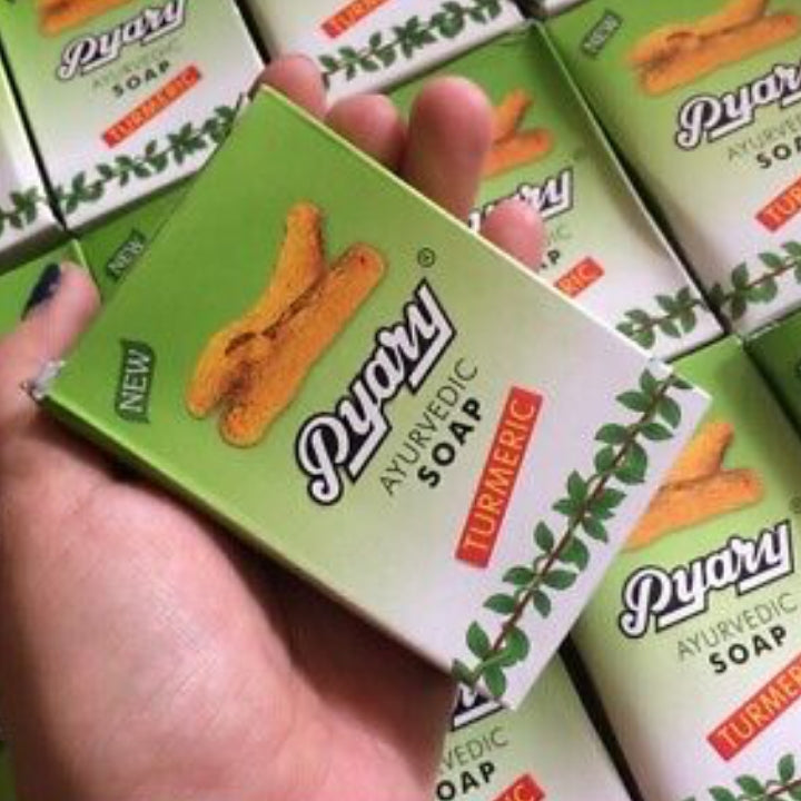 Pyary Ayurvedic Turmeric Tumeric indian Soap Natural 100% Vegan For Smooth Even Skin Tone