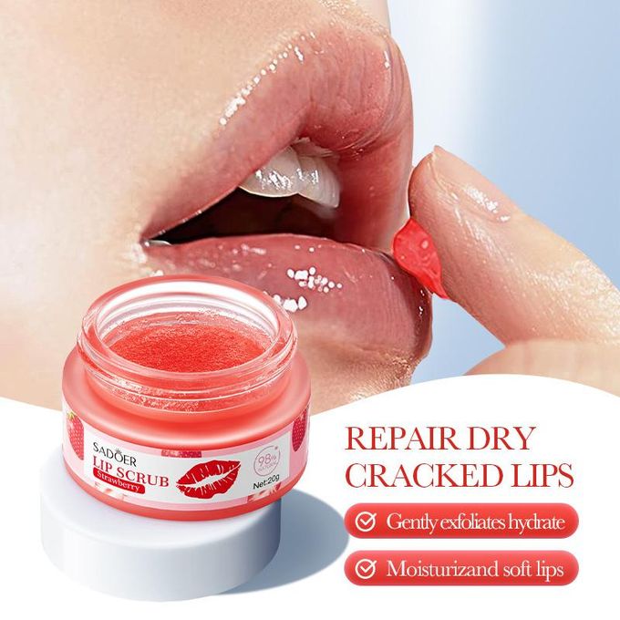STRAWBERRY LIP SCRUB 20G/GENTLY EXFOLIATES,HYDRATS AND DIMINISHES LIP LINES