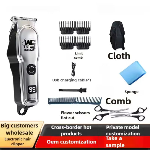 Professional Hair Clipper HighPower Motor Electric Fader Styling OilLubricated Precision Suitable Hair Cutting Balding Clippers Sculpting Razors