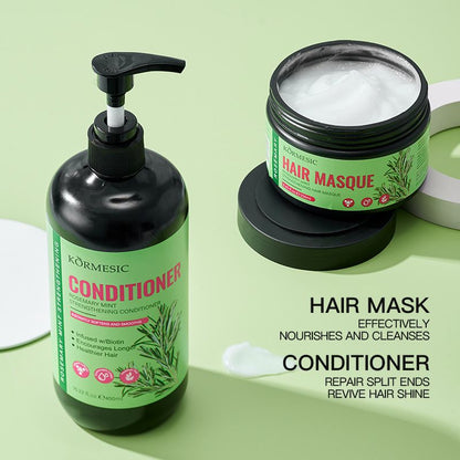 4PCS KORMESIC Rosemary Mint & Biotin 4-Piece Hair Strengthening System - Shampoo, Conditioner, Scalp Oil & Mask Set Repairs Split Ends, Soothes Dry Scalp & Boosts Shine for Fragile/Damaged Hair