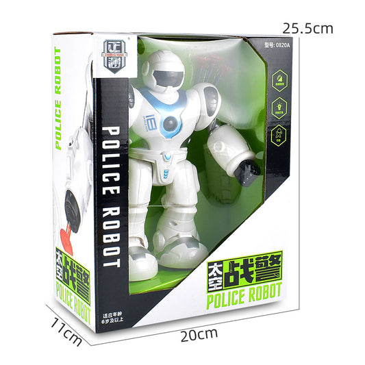 New Arrivals Automatic Walking Acousto Optic Robot Gift for Boys Emittable suction cup Space Robot Dolls (Without Battery）
