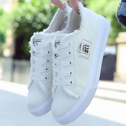 ASSKLO rubber flat shoes canvas shoes sports shoes classic women's shoes ladies shoes slip resistant breathable denim casual shoes running shoes student girl sneakers fashion gifts black blue white