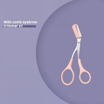 Beginner's Safe Eyebrow Trimmer New Eyebrow Trimmer Scissors Anti Scratch Bending Moon Eyebrow Scraper Set for Beginners