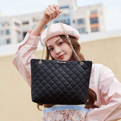 Small diamond lattice large bag chain bag women's senior sense women's shoulder bags Large capacity shoulder bag