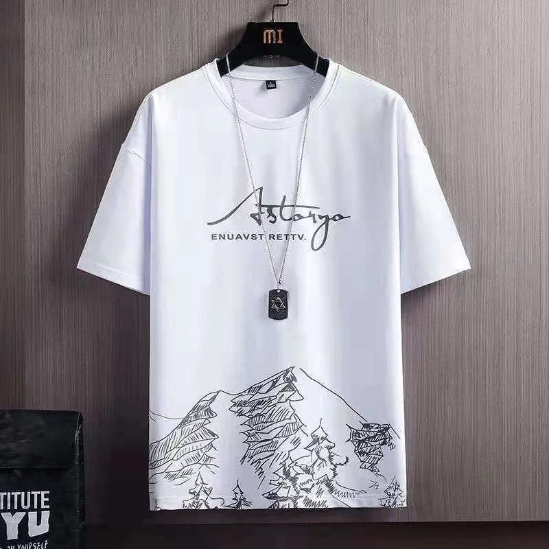 2 PCS 2 in 1 Men Clothes T-Shirts tshirts Shorts Polos Men Suits Fashion Summer Print Round Neck Short Sleeve Shorts T-Shirt Sets