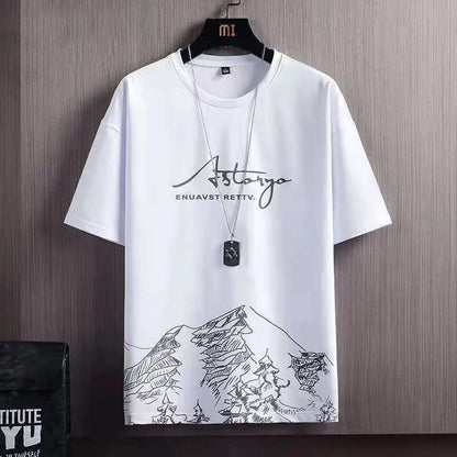2 PCS 2 in 1 Men Clothes T-Shirts tshirts Shorts Polos Men Suits Fashion Summer Print Round Neck Short Sleeve Shorts T-Shirt Sets