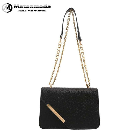 Mateamoda Luxury-Inspired Quilted Sling Bag with Gold Chain Accent Crossbody Bag