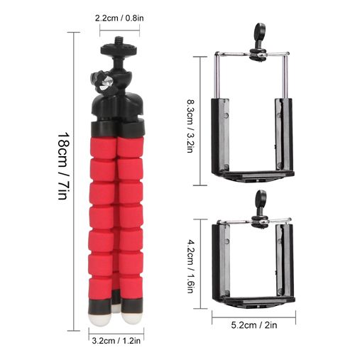 Tripod For Phone Flexible Sponge Octopus Mini Tripod For IPhone Mini Camera Tripod Phone Holder Clip Stand, Mini Bluetooth-compatible Remote Control Button Wireless Controller Self-Timer Camera Stick