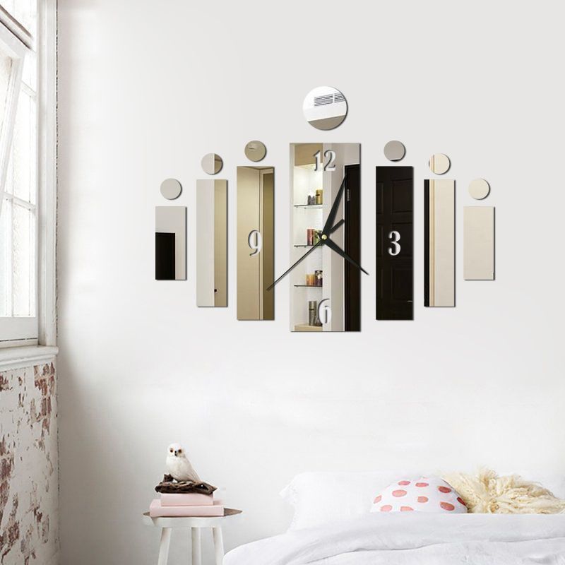 DIY 3D Wall Clock Decor Living Room Hanging Mute Digital Mirror Home Office Fashion Sticker Clocks