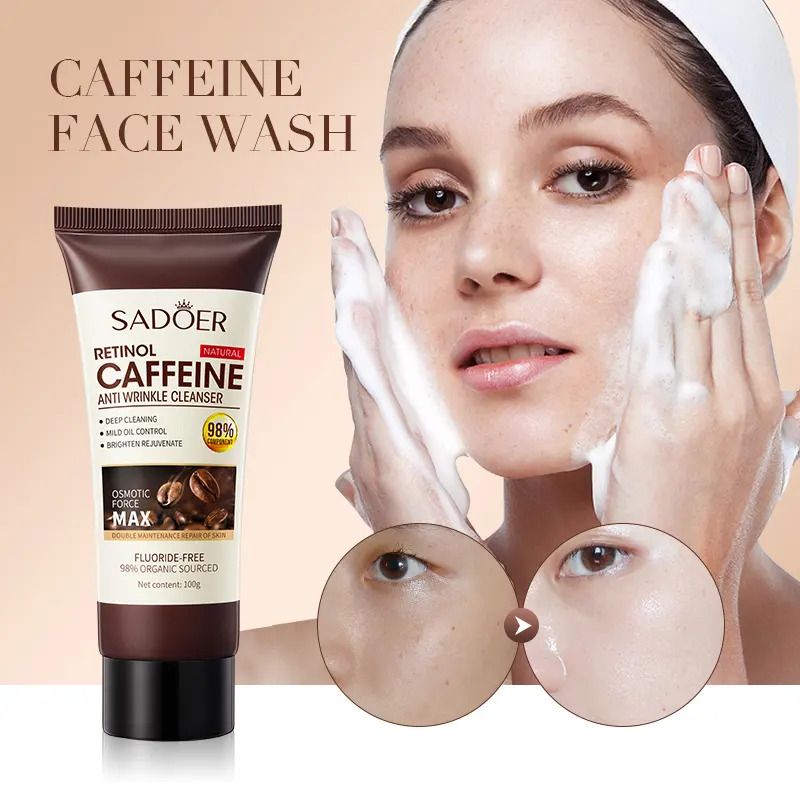 2 Pieces Sadoer Anti Aging Retinol Caffeine Face Wash + Skin Tightening Anti Wrinkles Essence, Facial Cleanser + Essence, Can add Vitamin C, the Duo Guarantee Anti Wrinkles, Anti Aging, Fade Fine Line