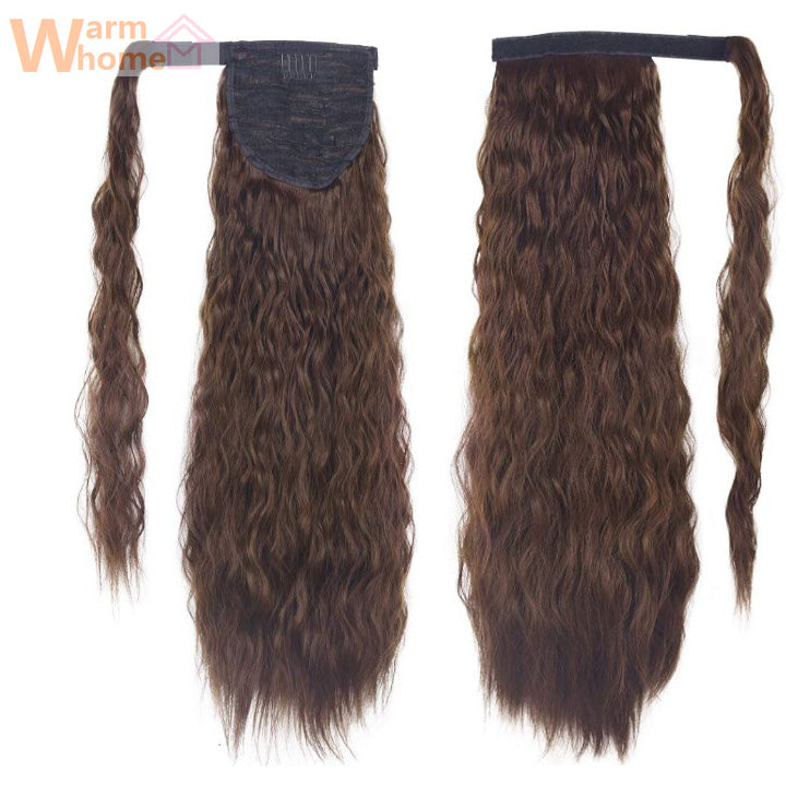 Premium 24inch Wavy Curly Ponytail Hair Extension Long Wigs Hair for Women Wig Curly Hair Black Women Synthetic Hair Girls' First Hair Soft