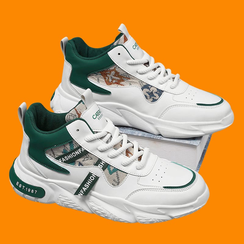 Sneakers Running Platform Daddy Shoes Men's Shoes Casual New Breathable Mesh Surface Fashion Shoes White Green