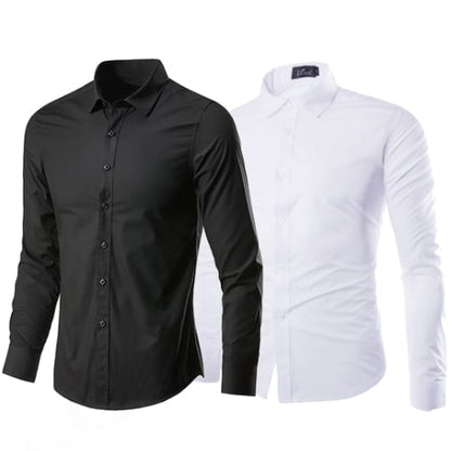 2PCS Men Shirts Formal Shirts Business Attire Blouses Men Tops