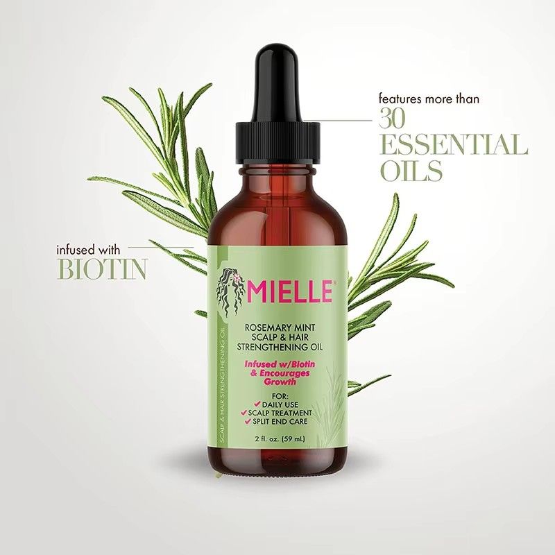 Hair Growth Essential Oil Rosemary Mint Hair Strengthening Oil Nourishing Treatment for Split Ends and Dry Mielle Organics Hair