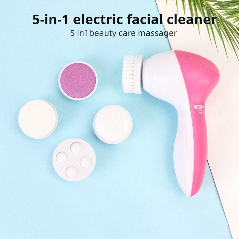 Five in one facial cleanser, electric facial cleanser, facial brush, facial cleansing device, massage beauty device, electric brush, gift