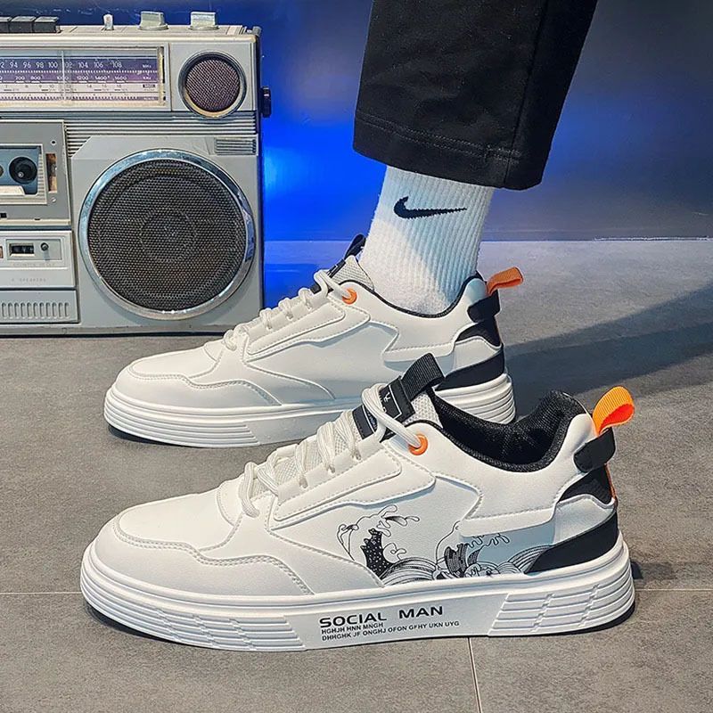 Men's Front Lace-Up Waterproof Lightweight Fine Workmanship Casual Student Skateboarding Sneakers