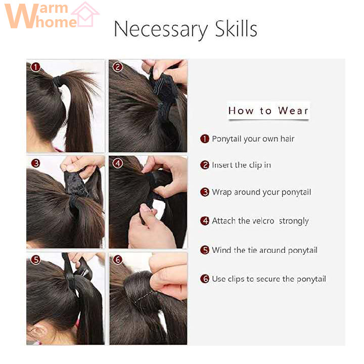 Premium 24inch Wavy Curly Ponytail Hair Extension Long Wigs Hair for Women Wig Curly Hair Black Women Synthetic Hair Girls' First Hair Soft