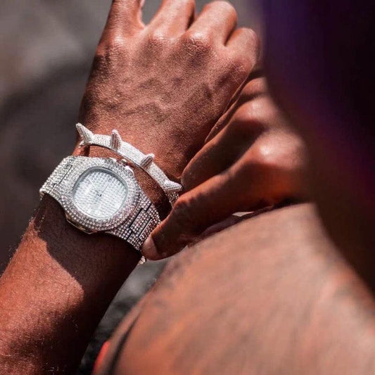 Iced Out Watch For Men Women Hip Hop Rapper Luxury Men Watch Fashion Diamond Automatic Date Quartz Watch Stainless Steel Hip Hop Men Watches