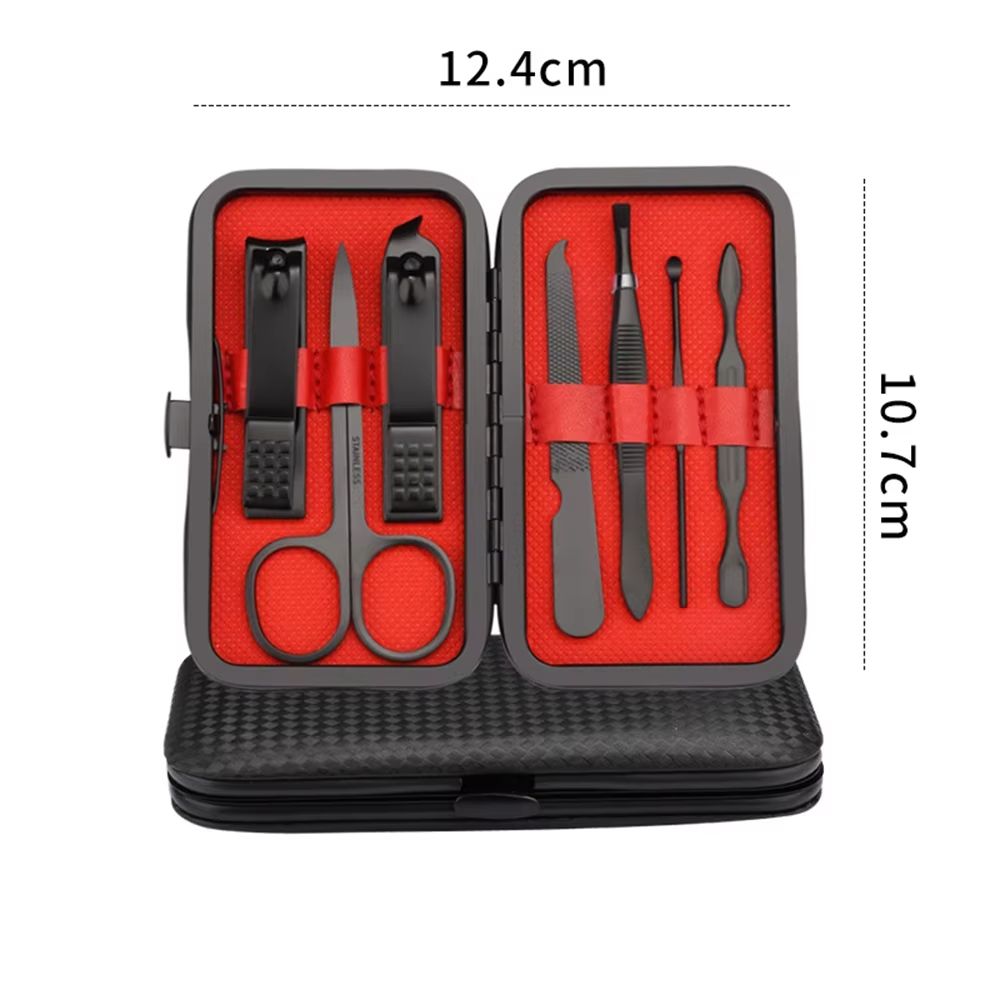 Stainless Steel 7-Piece Nail Set Elegant Black Nail Clippers Nail Clippers Nail File Full Manicure Beauty Tools