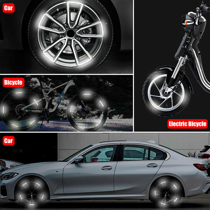 20pcs Car Wheel Hub Reflective Sticker Tire Rim Reflective Strips Luminous Sticker for Night Driving Car Bike Motorcycle Wheel Sticker Car-Styling Accessories