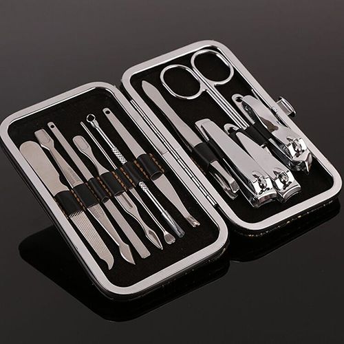 12-piece beauty set, finger care, nail clippers, cleanser, cuticle, pedicure, nail art, ear pick, peeling tool, small scissors, box, makeup set, manicure tool