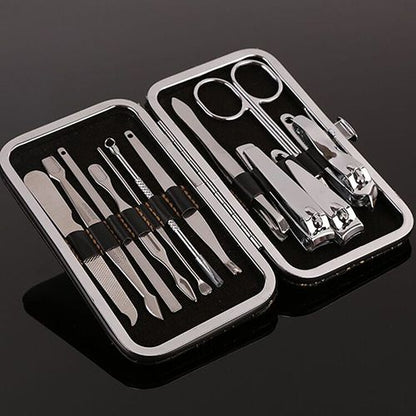 12-piece beauty set, finger care, nail clippers, cleanser, cuticle, pedicure, nail art, ear pick, peeling tool, small scissors, box, makeup set, manicure tool