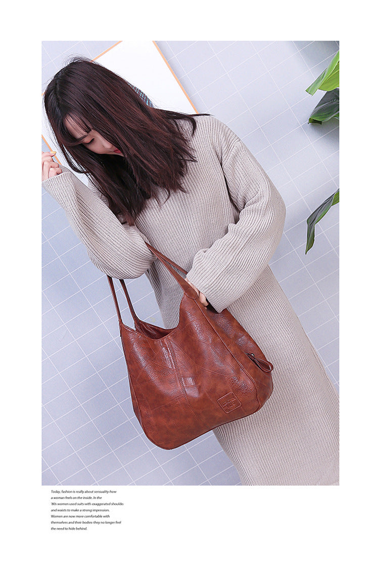 Soft Leather Large Bags Women's Luxury Handbags Lady Shoulder Bags Female Large-capacity Bags Fashion PU Waterproof Tote Bags